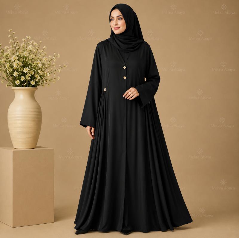 Barbi Fleeted Button Abaya